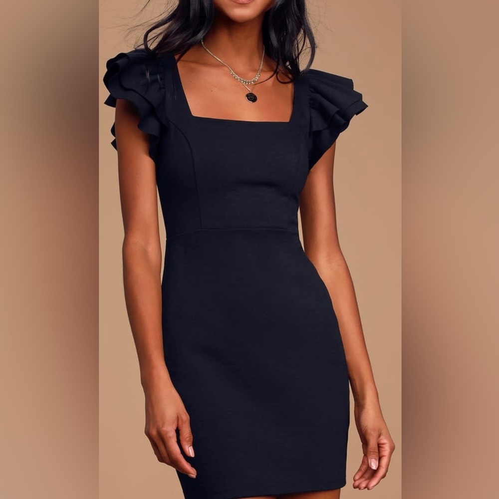 🌟HP🌟 NWT Lulu’s Elegant Affair Black Ruffled Dress